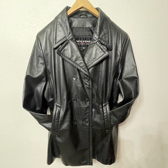 vintage Wilsons Leather Jackets & Blazers - Black Genuine Leather Blazer Jacket vintage oversized XL Academia Y2K Whimsigoth